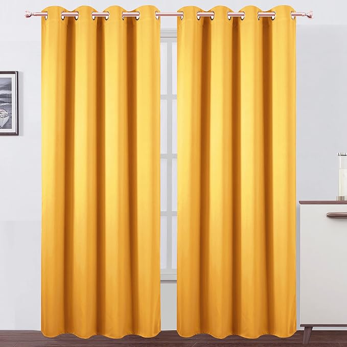 LEMOMO Blackout Curtains 66 x 95 inch/Yellow Curtains Set of 2 Panels/Thermal by Lemomo