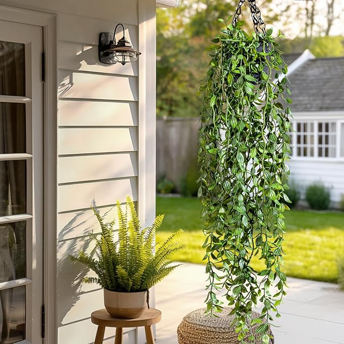 Artificial Hanging Plant 2 Pcs Faux Plant Ivy Vine Faux Eucalyptus Vines Fake - Image 5