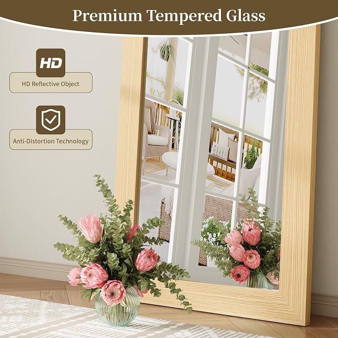 Syndra Modern Full Length Mirror Wood Frame, 56x20'' Large Floor Mirror - Image 6