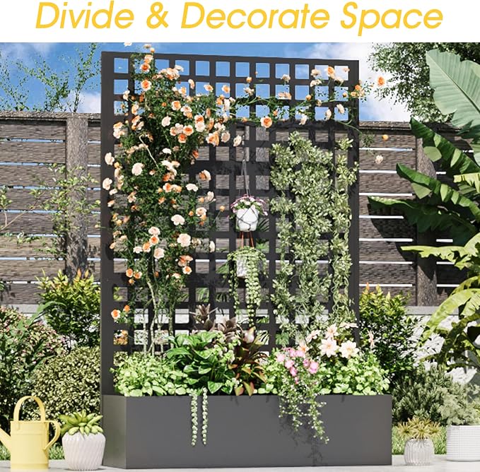 Metal Planter Box with Trellis, Planter Box Trellis with Privacy Screen and - Image 7
