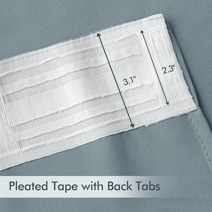 MIULEE Slate Blue Back Tab Blackout Curtains 120 Inch Long 2 Panels Set - Image 4