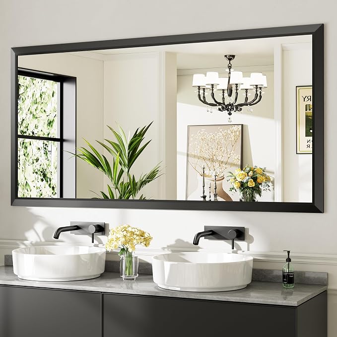 Briivue 72x36 Inch Black Bathroom Mirror by Briivuemodernmirrors