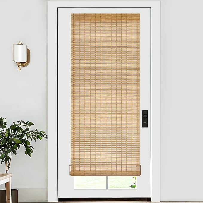 LazBlinds No Tools No Drill Bamboo Roller Shades, Cordless Bamboo Blinds by LazBlinds