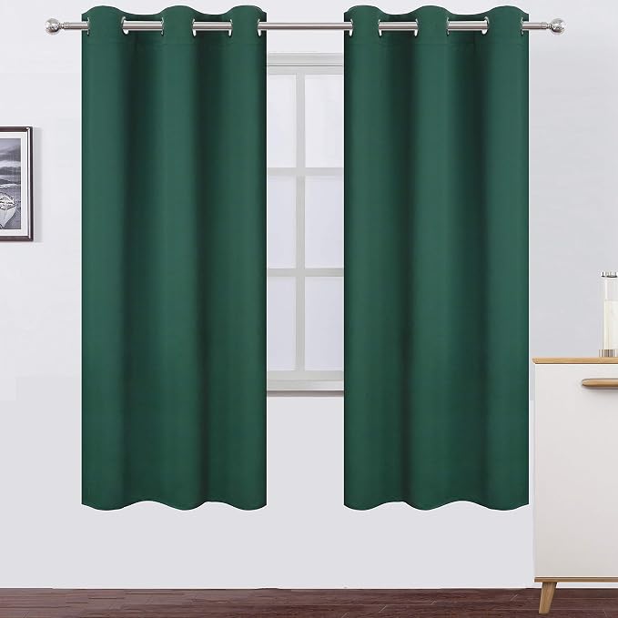 LEMOMO Dark Green Thermal Blackout Curtains/42 x 72 Inch/Set of 2 Panels Room by Lemomo