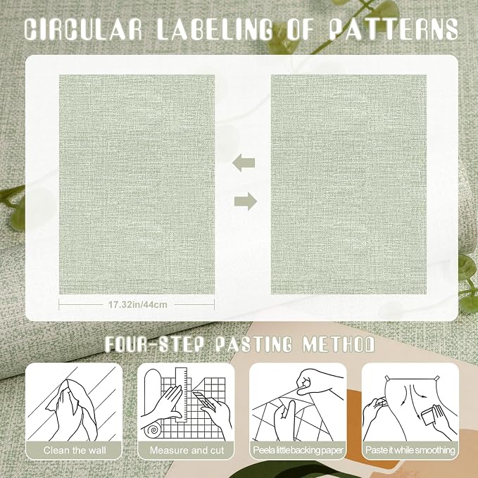 Amiya Grasscloth Wallpaper 17.3"x80" Sage Green Peel and Stick Faux Fabric - Image 8