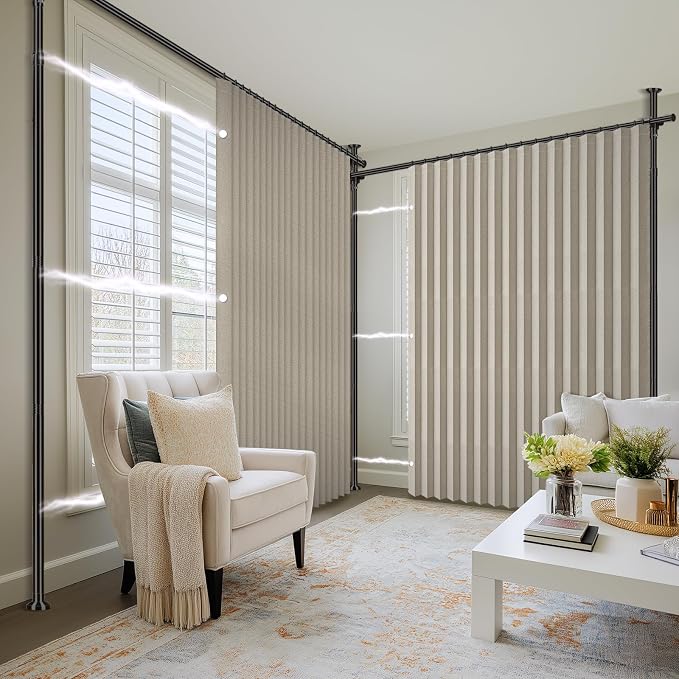 100% Blackout Room Divider Curtains Sets Cream White W100 x L96 in, 2 Panels - Image 8