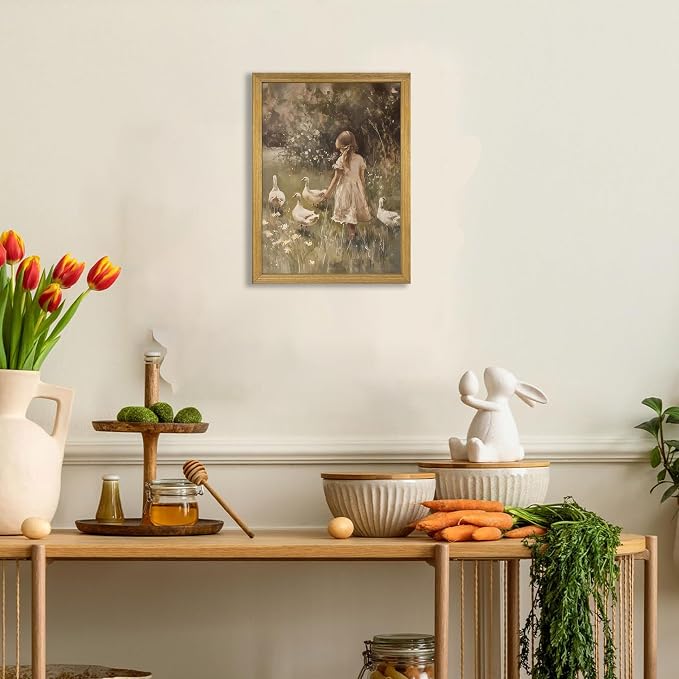 Wood Framed Canvas Wall Art, Vintage Girl - Image 2