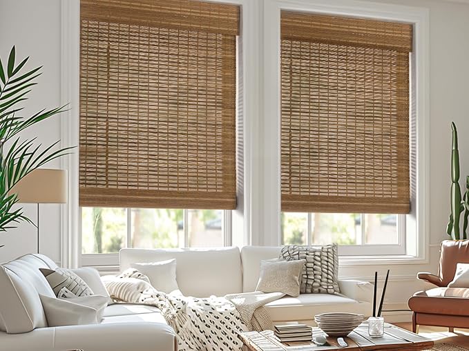 LazBlinds Cordless Bamboo Roman Shades, Light Filtering Window Treatment - Image 5