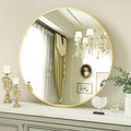 VooBang Round Mirror 23.6" Gold Wall Mounted Circle Mirrors Vanity Mirror by VooBang