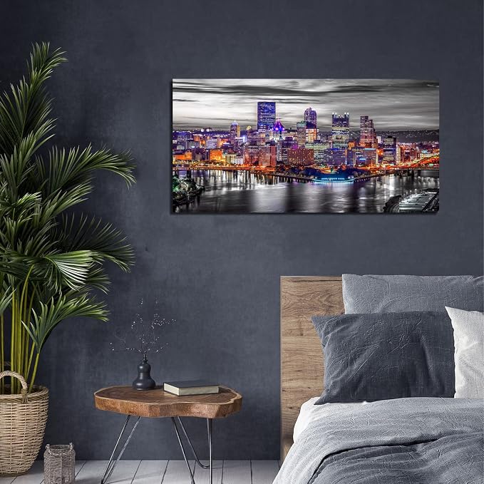 Large Pittsburgh Wall Art Black and White City Skyline Wall Decor - Image 2