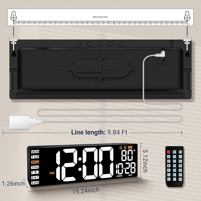 16.5" Large Digital Wall Clock - Image 3