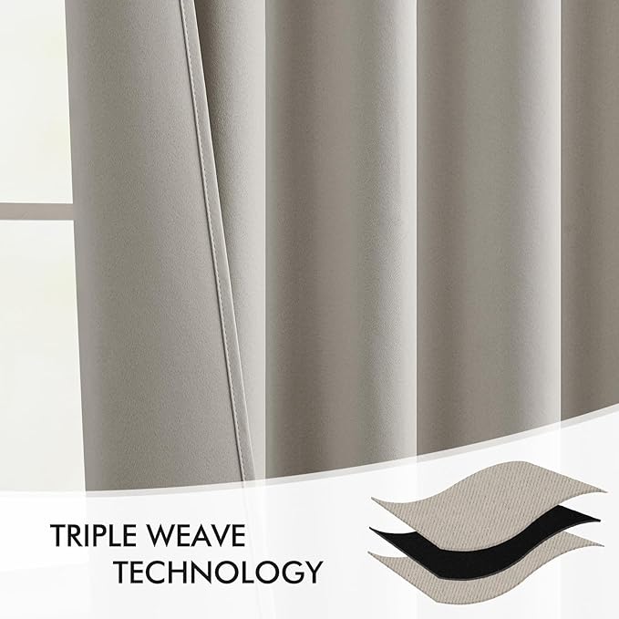 MIULEE Natural Back Tab Blackout Curtains 63 Inch Length 2 Panels Set - Image 7