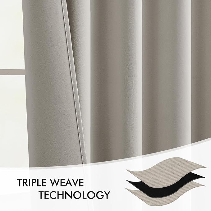 MIULEE Natural Back Tab Blackout Curtain 96 Inch Long 2 Panels Set - Image 7