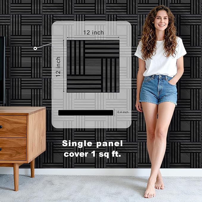 WoveN SounD Artisan Acoustic Wall Panels, 16 Pack 12x12 Inch, PVC Wood Grain - Image 2