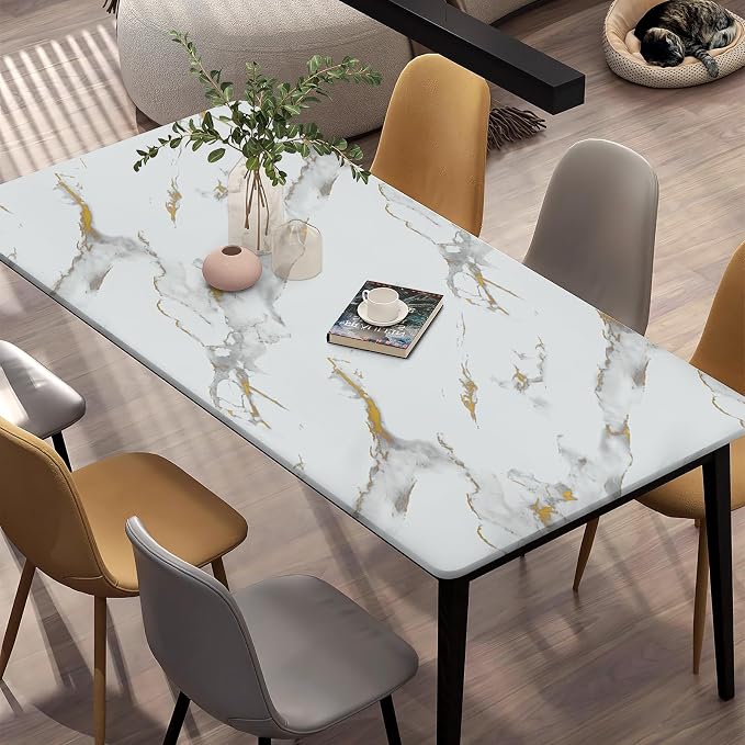 practicalWs Glossy Marble Wallpaper Peel and Stick White/Gold Granite Contact - Image 5