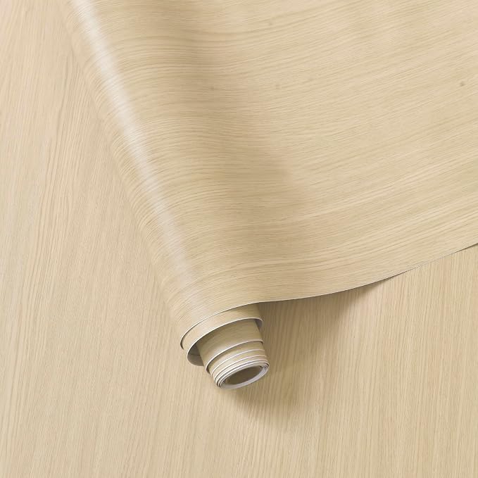 BOMENG Large White Oak Wood Wallpaper Light Oak Contact Paper Peel and Stick by BOMENG