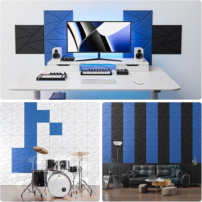12 Pack Acoustic Panels with Self-Adhesive, Sound Panels High Density, - Image 4