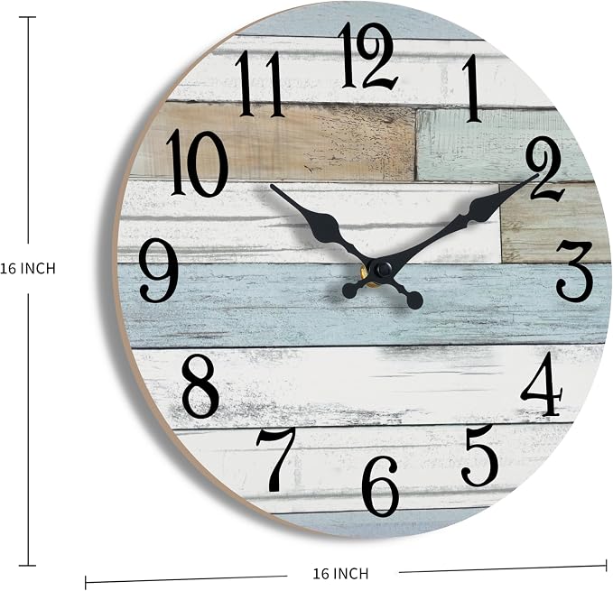 KECYET Wall Clock Battery Operated 16 Inch Large Silent Non Ticking Coastal - Image 2