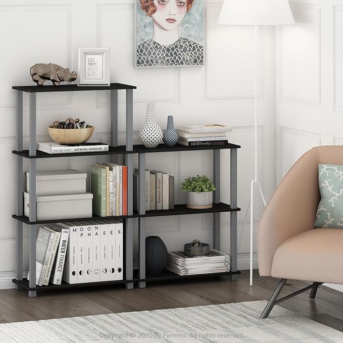Furinno TURN-S-TUBE Storage Shelves Set of 2, 3-Tier Book Shelf, Corner Shelf - Image 2