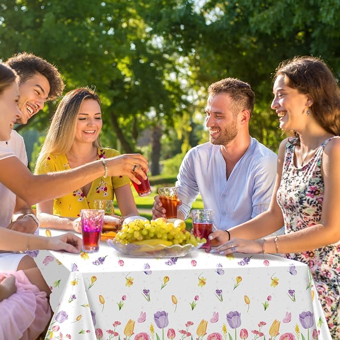 Kochorie 100 Ft x 54 Inch Spring Flower Tulip Tablecloth Roll Plastic Floral - Image 5