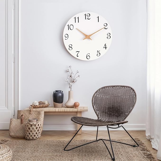 Mosewa Wall Clock Silent Non Ticking Battery Operated White Modern Simple - Image 3