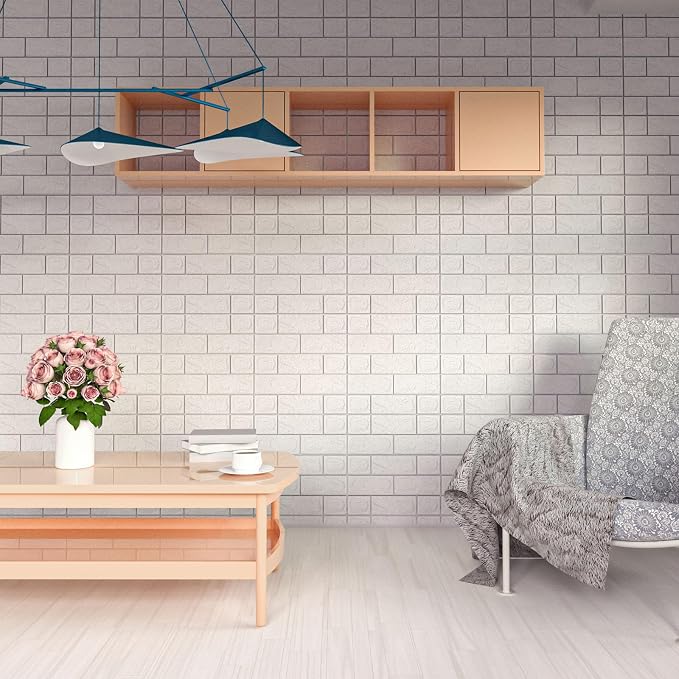 3D Wall Panels Peel and Stick in White, Faux Brick Wall Panels - Image 5