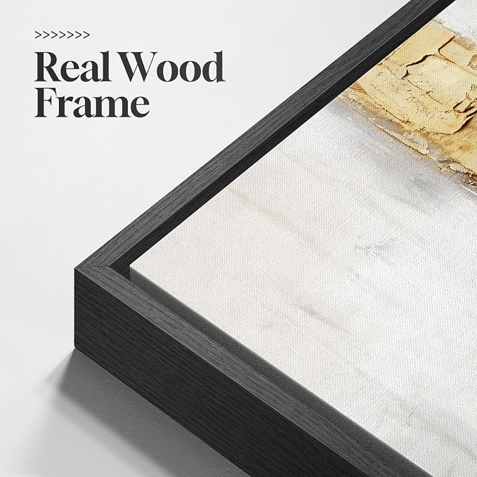 Extra Large Framed Black and White Gold Abstract Wall Art - Image 5