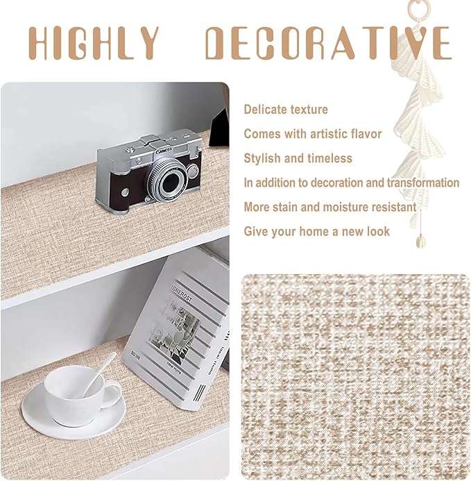 Amiya Grasscloth Khaki Wallpaper 17.3"x80" Peel and Stick Tan Faux Fabric Linen - Image 3