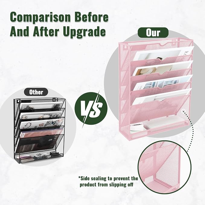 EASEPRES 6 Tier Mesh Hanging Wall File Organizer, Desk Vertical Mail Paper - Image 3