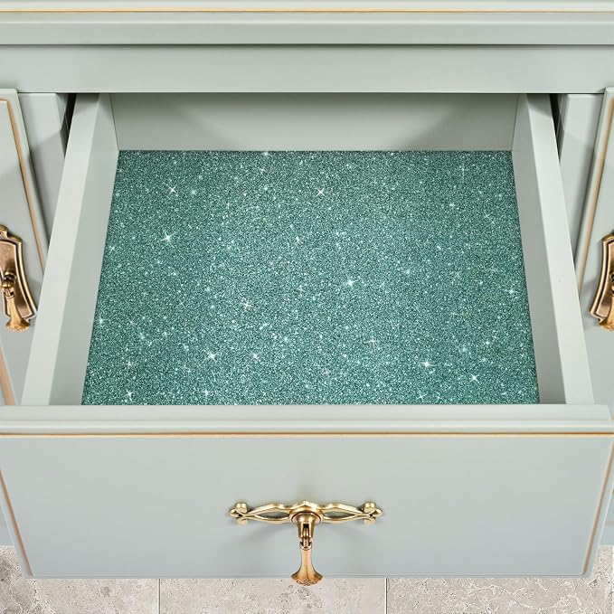 CRE8TIVE Light Teal Glitter Wallpaper Border Sparkle Glitter Wallpaper Stick - Image 3
