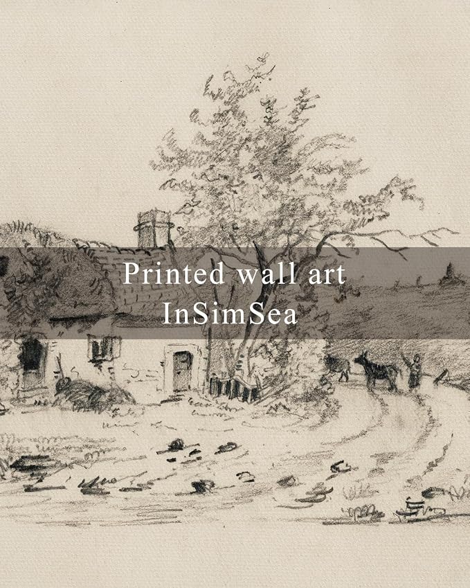 InSimSea Framed Canvas Wall Art, Vintage Sketch Landscape Painting, Rustic - Image 7