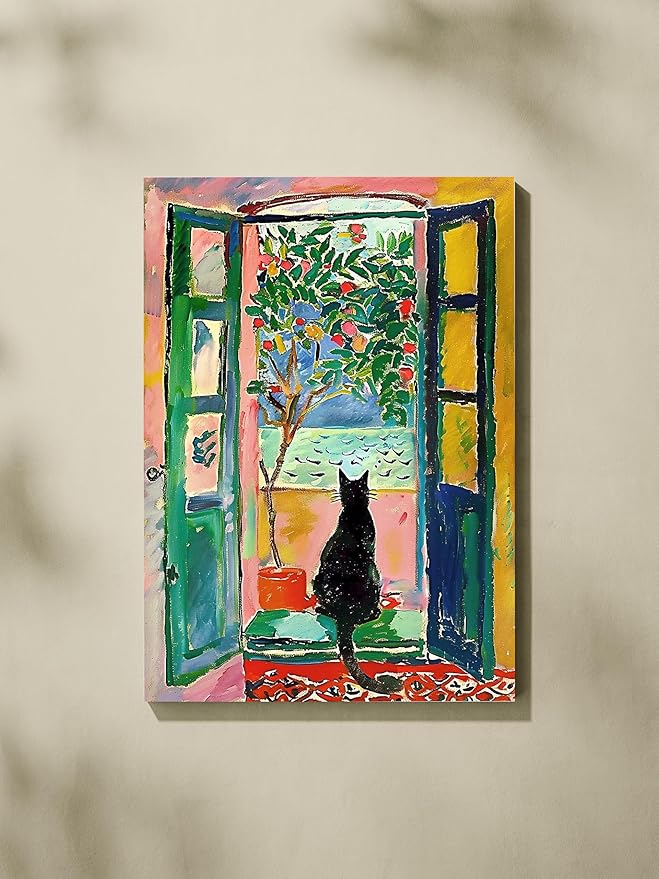 ALMLZL Henri Matisse Wall Art Cat in Famous Henri Matisse The Open Window by ALMLZL