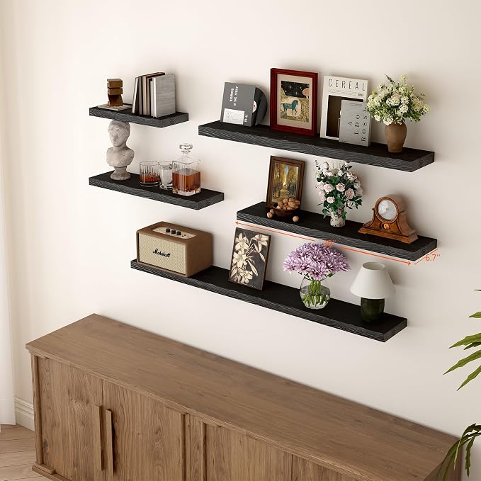 BGMG Wood Floating Shelves for Wall 30 inch Set of 2, Solid Wood Wall Mount - Image 4