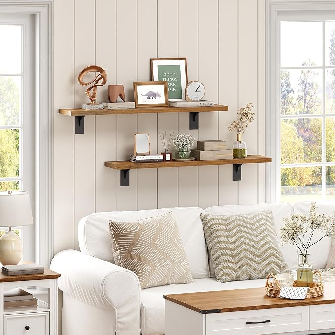HOOBRO Floating Shelves for Wall, 31.5" Wall Mounted Shelves Set of 2, Hanging - Image 6