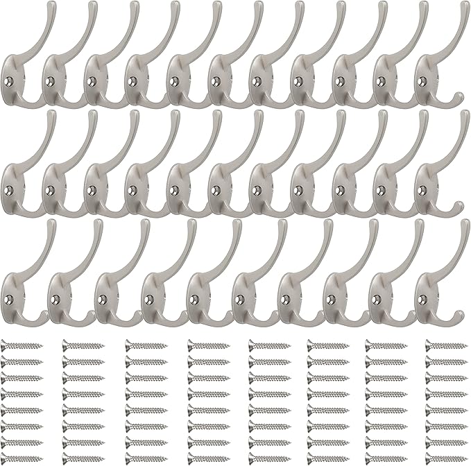 IBosins 32 Pack Silver Coat Hooks Wall Mounted - Image 2