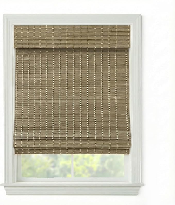 Cordless Woven Wood Roman Shades, Sizes 20 to 72 Wide and 24 to 72 High by FirstRateBlinds