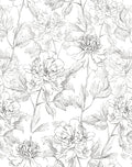 JiffDiff Peel and Stick Wallpaper Black and White Floral Wall Paper 17.3" x by wallpaper