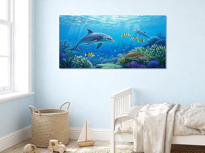 Ardemy Ocean Life Wall Art 40"x20" Picture, Waterproof Canvas Print - Image 3