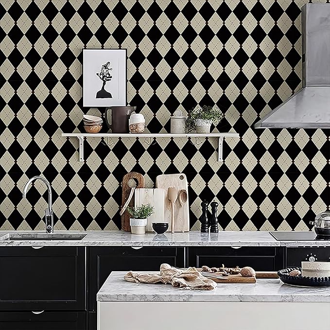 Simon&Siff Retro Checkered Peel and Stick Wallpaper Black and White Wallpaper - Image 3