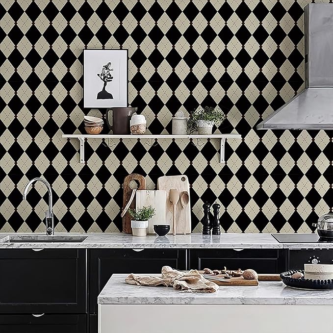 Simon&Siff Retro Checkered Peel and Stick Wallpaper Black and White Wallpaper - Image 7