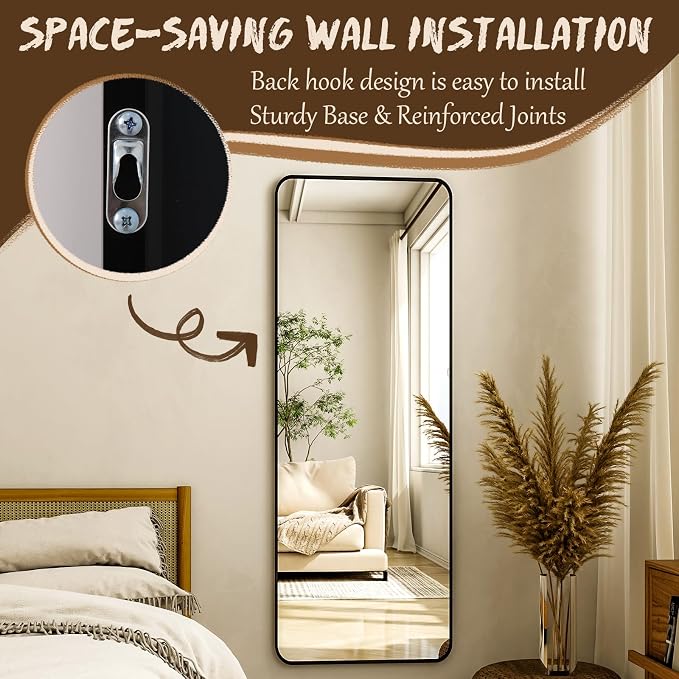 XRAMFY 56"x21" Floor Full Length Mirror Standing Full Body Rounded Corner - Image 7