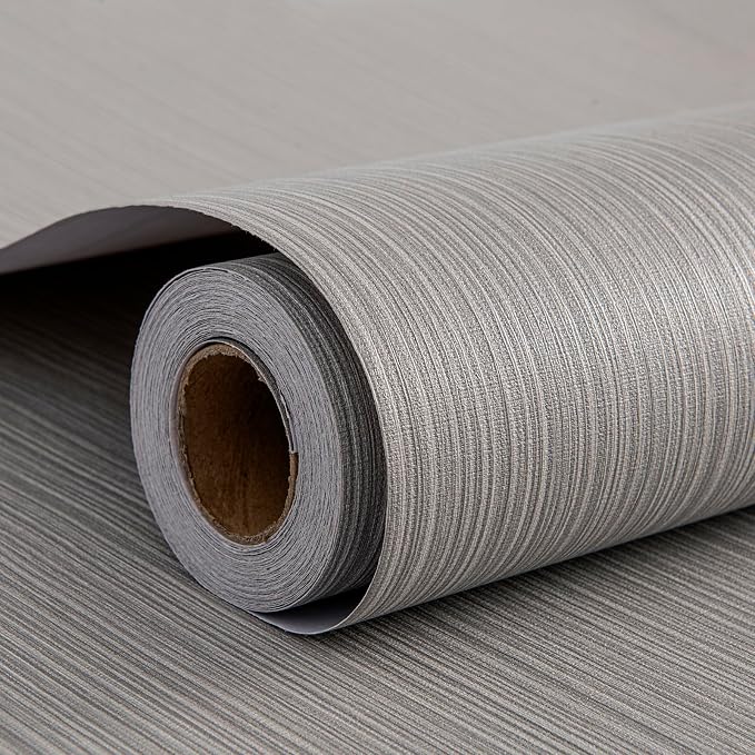 FUKU MON Grasscloth Fabric Wallpaper 24" X 394" Textured Mocha Gray Thick Linen by MeetyourallDIYneeds