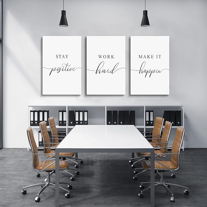 Framed Canvas Wall Art Positive Quote, Office Art, Motivational Artwork Set of - Image 5