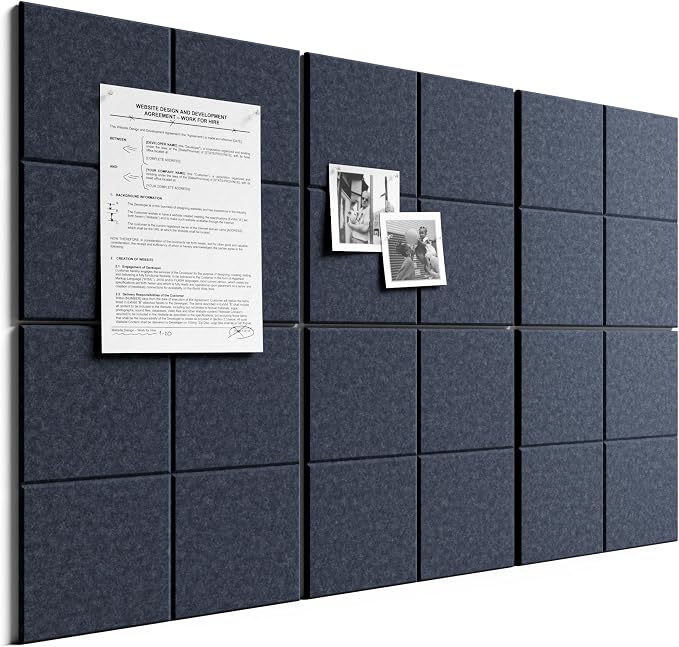 Bumusty Large Felt Bulletin Board, 30 Push Pins, 40 Adhesive Tabs by BUMUSTY