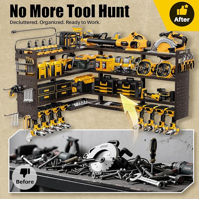 XLarge 64''W Power Tool Organizer Wall Mount | 8-Outlet TR Charging Station | - Image 7