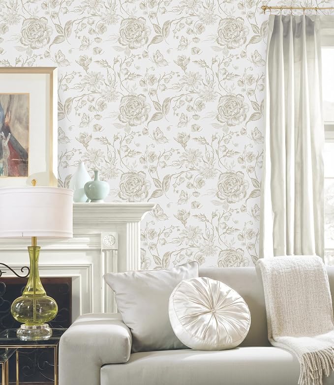 Yasinet Peel and Stick Wallpaper Boho Floral Wallpaper Vintage Floral Contact - Image 2