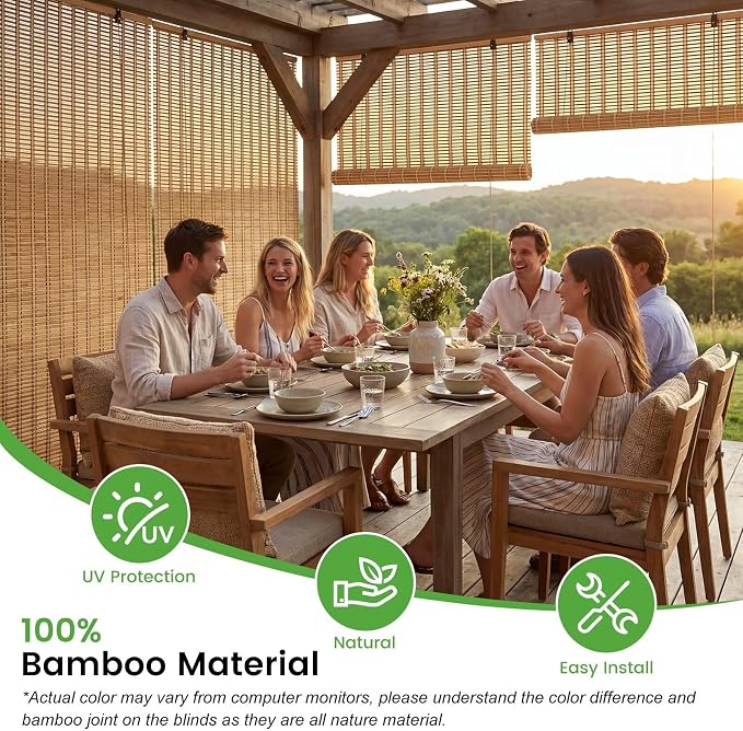 Bamboo Blinds, Custom Sizes Roller Shades - Image 4