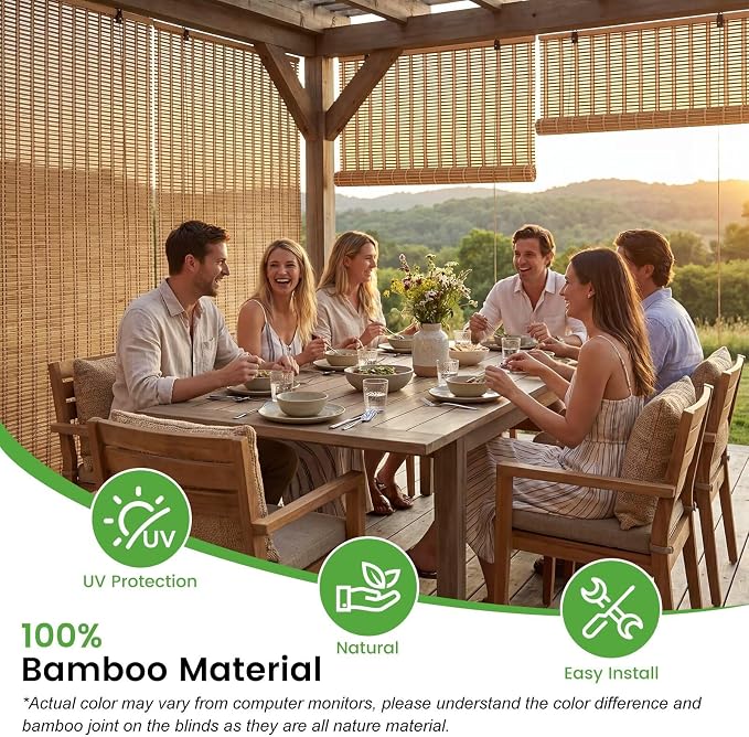 Bamboo Blinds, Custom Sizes Roller Shades - Image 4