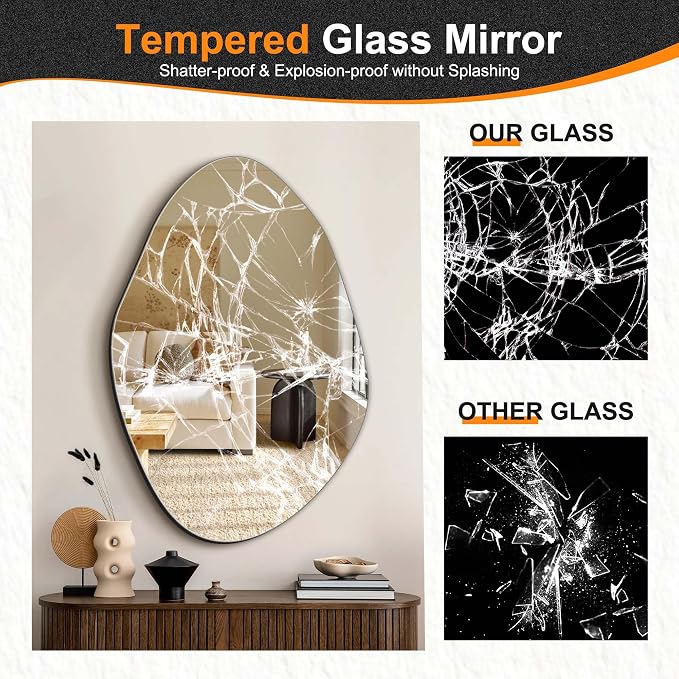 Delma Irregular Wall Mirror, Frameless Decorative Mirror - Image 5