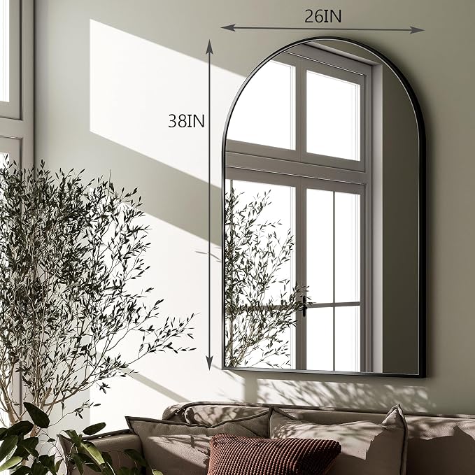 HARRITPURE Arched Wall Mirror – 26"x38" Arch Bathroom Mirror Metal Frame Vanity - Image 6